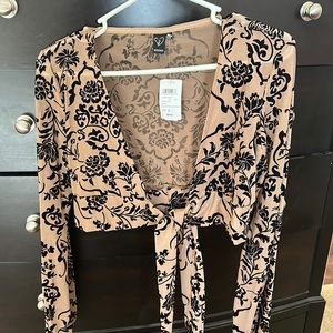 Embroidered Black/Tan Shawl Wrap